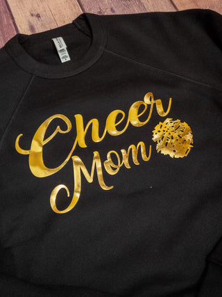 MEDIUM Cheer Mom Black Crewneck Sweatshirt