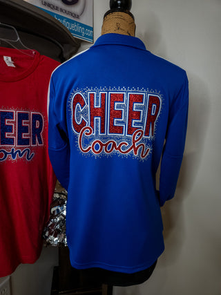 Cheer Coach Rhinestone Full Zip Blue Jacket