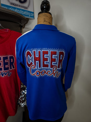 Cheer Coach Rhinestone Full Zip Blue Jacket