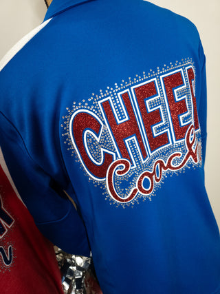 Cheer Coach Rhinestone Full Zip Blue Jacket
