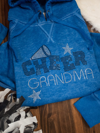 Cheer Grandma Rhinestone Blue Fleece Hoodie