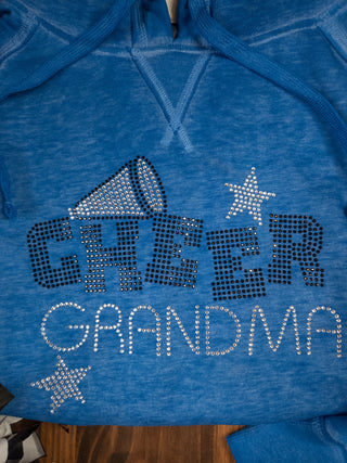 Cheer Grandma Rhinestone Blue Fleece Hoodie