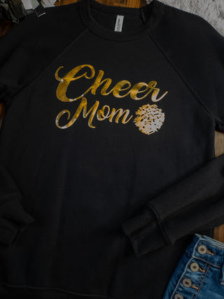 MEDIUM Cheer Mom Black Crewneck Sweatshirt