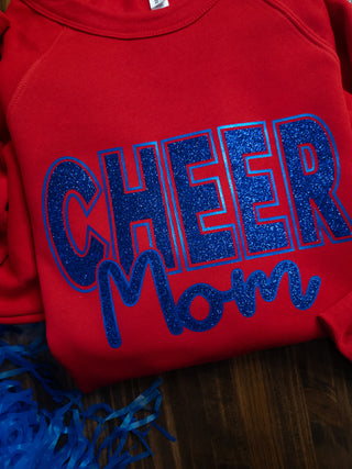 Cheer Mom Red Sponge Fleece Crewneck Sweatshirt