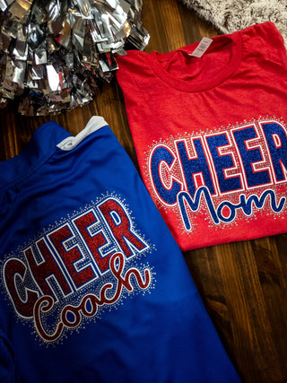 Cheer Mom Rhinestone Red Top