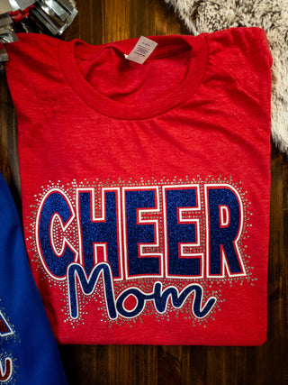 Cheer Mom Rhinestone Red Top