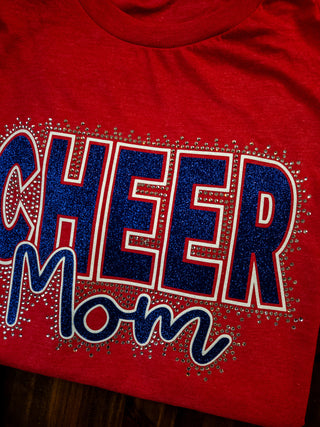 Cheer Mom Rhinestone Red Top