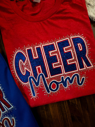 Cheer Mom Rhinestone Red Top