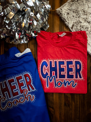Cheer Mom Rhinestone Red Top