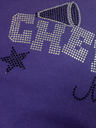 LARGE Cheer Mom Rhinestone Purple Crewneck Sweatshirt