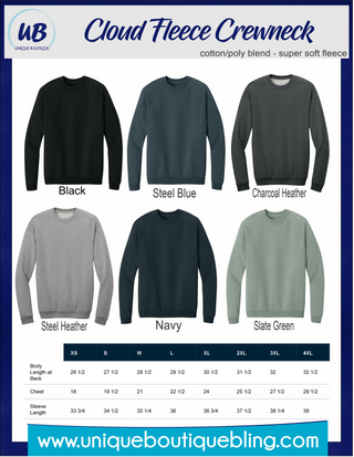 Personalized Number Cloud Fleece Crewneck Sweatshirt