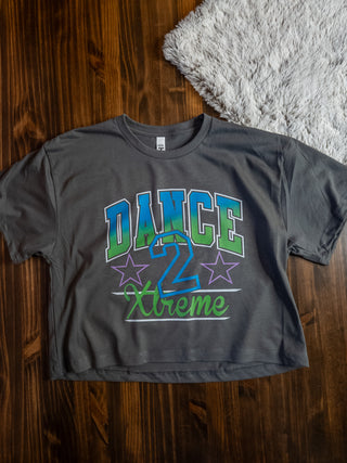Dance 2 Xtreme Ladies Charcoal Crop Top Tee