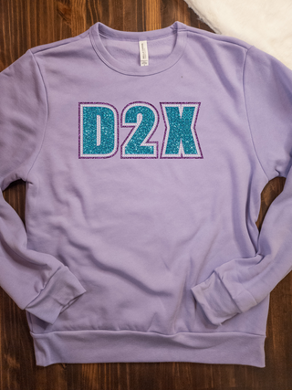 D2X Rhinestone Casual Fleece Crewneck Sweatshirt