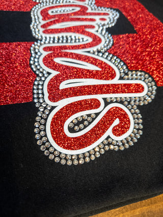 Cardinals D Rhinestone Black Tee