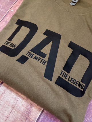 Dad The Man Military Green Tee
