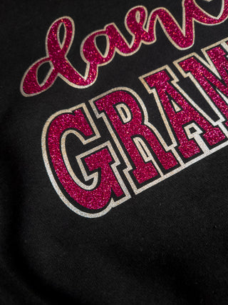 Dance Grammy Relaxed Black Crewneck - Pink Sparkle