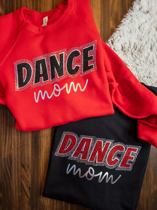 Dance Mom Black Rhinestone Tee -Red Sparkle