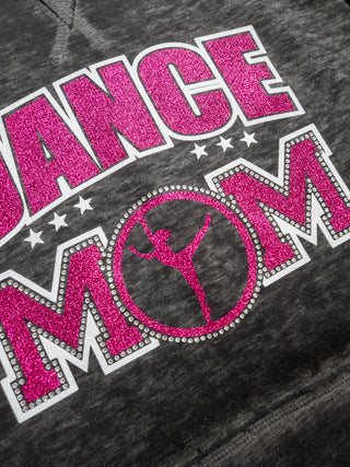 Dance Mom Rhinestone Fleece Hoodie - Pink Sparkle
