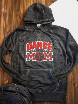 Dance Mom Rhinestone Fleece Hoodie - Red Sparkle
