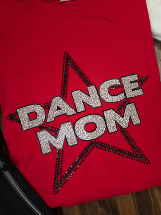 Dance Mom Rhinestone Red Dyed Tee