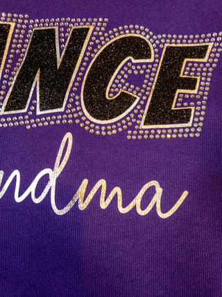 Dance Grandma Rhinestone Purple Sponge Fleece Crewneck Sweatshirt