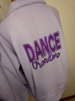 Dance Grandma Rhinestone Orchid Half Zip Pullover - Ladies Fit