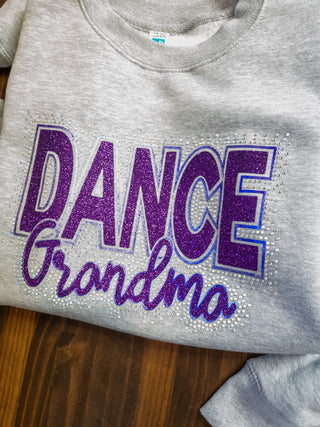 Dance Grandma Rhinestone Heather Gray Plush Crewneck Sweatshirt - Purple Accents