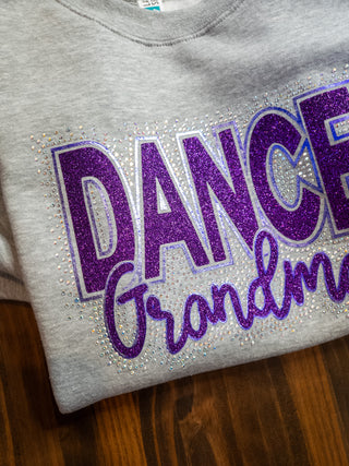 Dance Grandma Rhinestone Heather Gray Plush Crewneck Sweatshirt - Purple Accents
