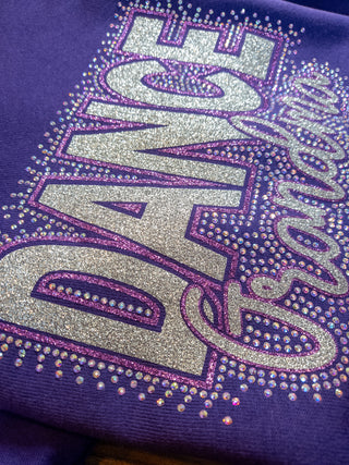 Dance Grandma Rhinestone Purple Sponge Fleece Crewneck Sweatshirt