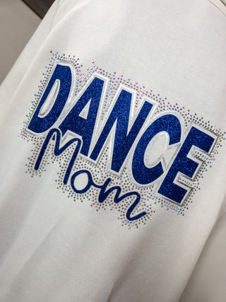 Dance Mom Rhinestone Bleached Linen Half Zip Pullover - Ladies Fit