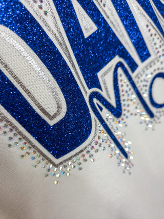 Dance Mom Rhinestone Bleached Linen Half Zip Pullover - Ladies Fit