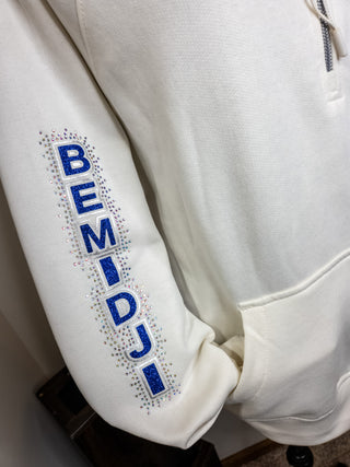 Bemidji Dance Mom Rhinestone Bleached Linen Half Zip Pullover - Ladies Fit