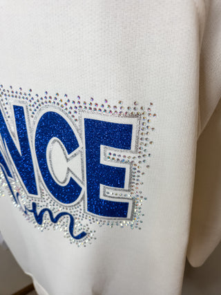 Dance Mom Rhinestone Bleached Linen Half Zip Pullover - Ladies Fit