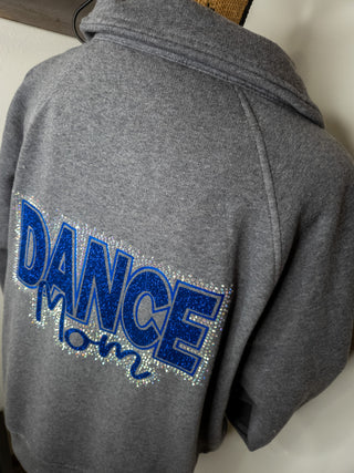 Pulse Dance Mom Rhinestone Dark Heather Gray Half Zip Pullover - Ladies Fit