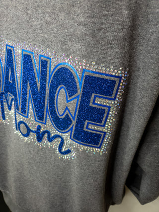 Pulse Dance Mom Rhinestone Dark Heather Gray Half Zip Pullover - Ladies Fit