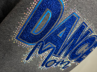 Pulse Dance Mom Rhinestone Dark Heather Gray Half Zip Pullover - Ladies Fit