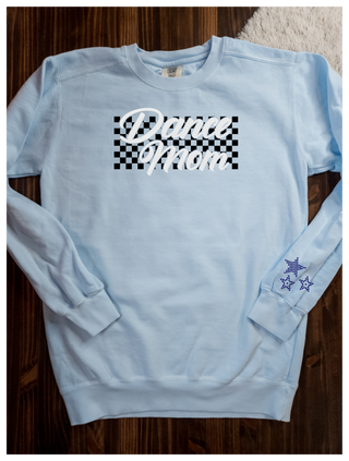 Dance Mom Puff and Rhinestone Dyed Chambray Crewneck Sweatshirt