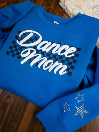 Dance Mom Puff And Rhinestone Blue Plush Crewneck Sweatshirt