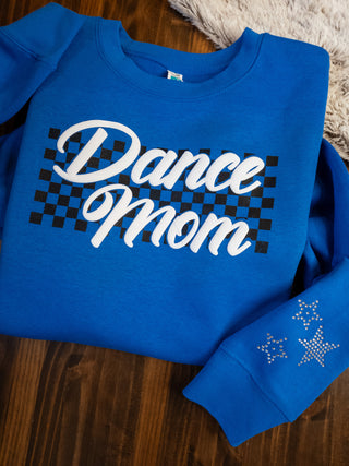 Dance Mom Puff And Rhinestone Blue Plush Crewneck Sweatshirt