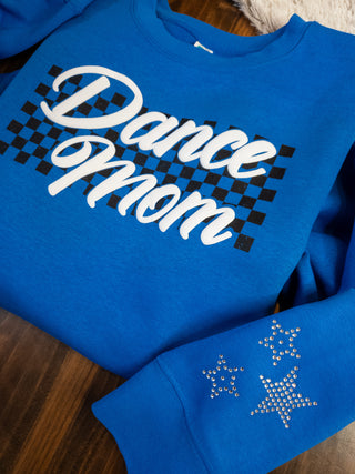 Dance Mom Puff And Rhinestone Blue Plush Crewneck Sweatshirt