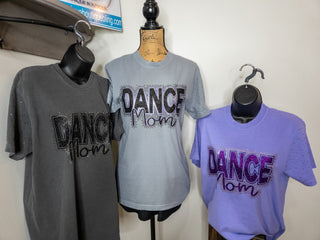 New Ulm Dance Mom Rhinestone Granite Dyed Tee With Rhinestone Sleeves