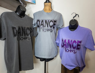 New Ulm Dance Mom Rhinestone Granite Dyed Tee With Rhinestone Sleeves