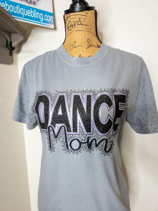 New Ulm Dance Mom Rhinestone Granite Dyed Tee With Rhinestone Sleeves