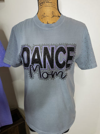 New Ulm Dance Mom Rhinestone Granite Dyed Tee With Rhinestone Sleeves