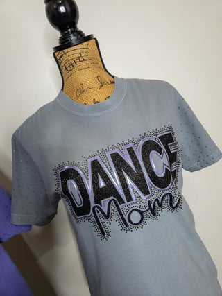 New Ulm Dance Mom Rhinestone Granite Dyed Tee With Rhinestone Sleeves