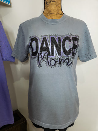 New Ulm Dance Mom Rhinestone Granite Dyed Tee With Rhinestone Sleeves