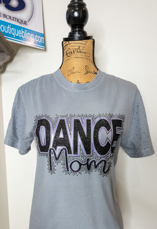 New Ulm Dance Mom Rhinestone Granite Dyed Tee With Rhinestone Sleeves