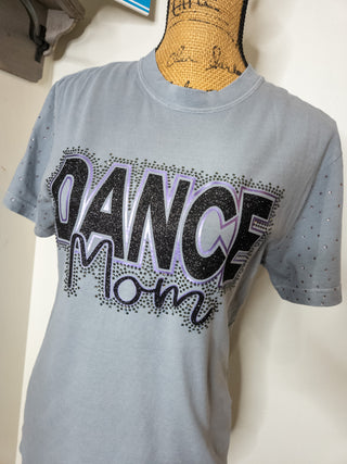 New Ulm Dance Mom Rhinestone Granite Dyed Tee With Rhinestone Sleeves