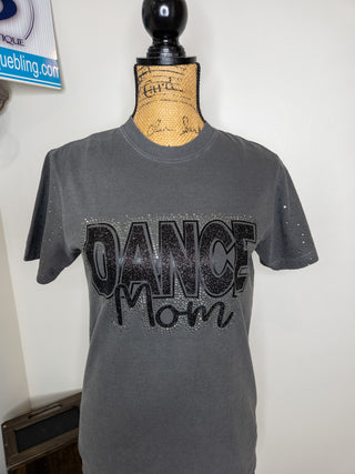 Dance Mom Rhinestone Pepper Dyed Tee With Rhinestone Sleeves