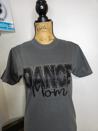 New Ulm Dance Mom Rhinestone Pepper Dyed Tee With Rhinestone Sleeves